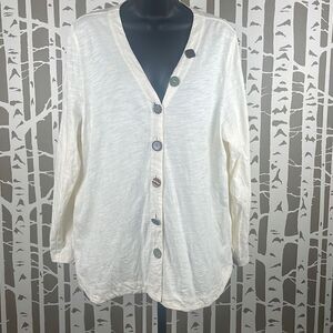Soft Surroundings Slubbed Cotton Funky Button Front Shirt PXL